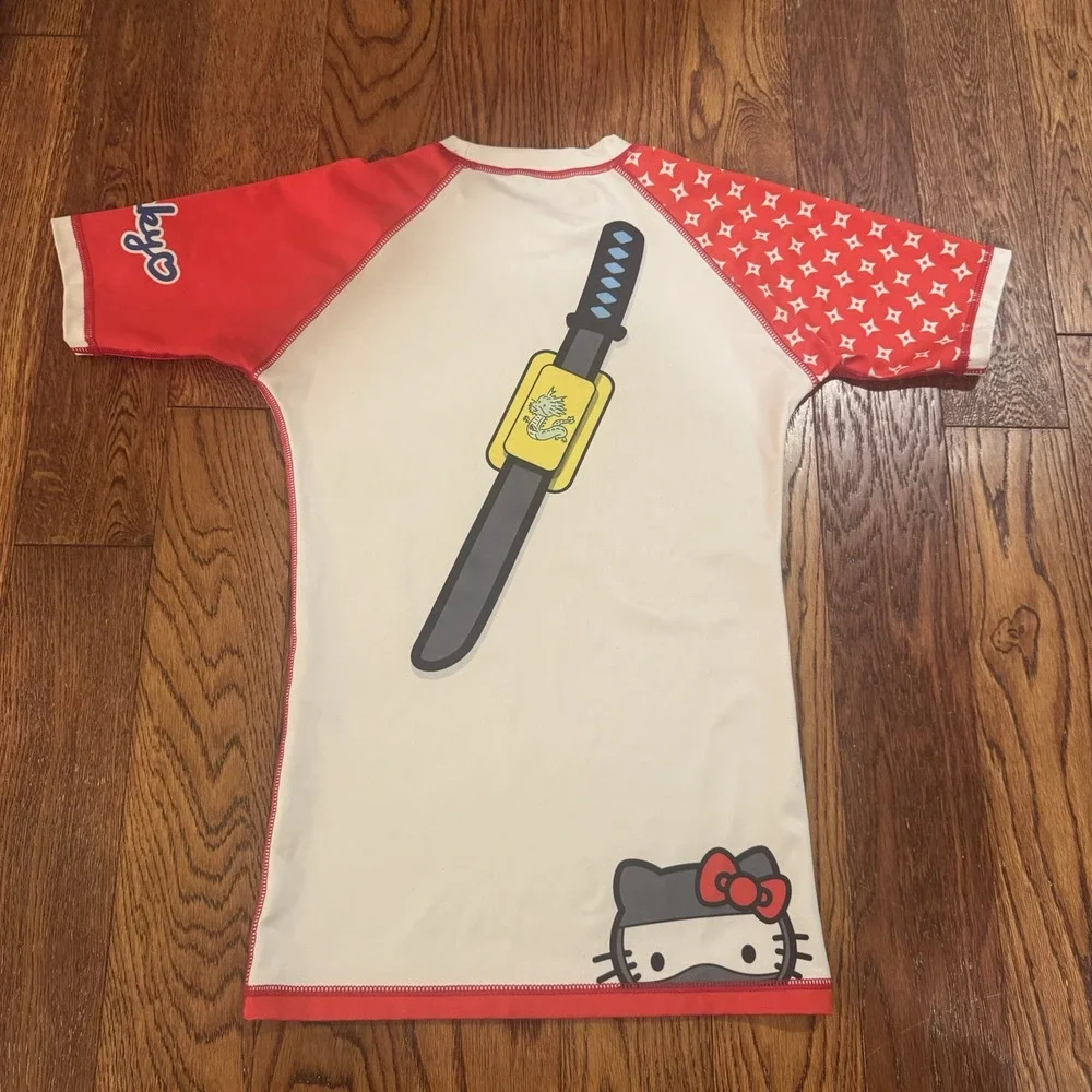 Hello Ninja Rash Guard by Sneaky Artistry Kids Youth L Swim Top Martial Arts Fun